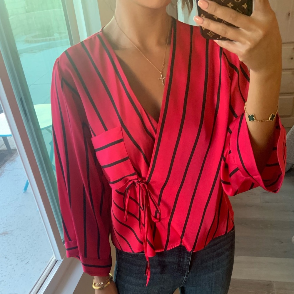 TopShop Pink Stripe Top
